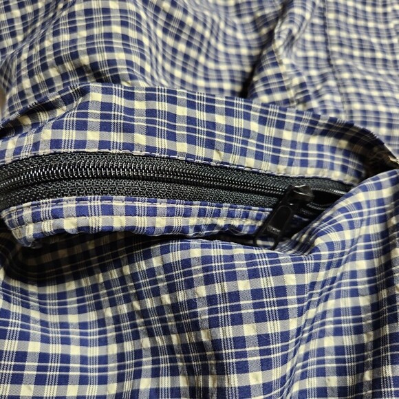 TravelSmith Wrap Robe Sz. L-XL Unisex Blue Tan Plaid Pockets - Picture 5 of 6